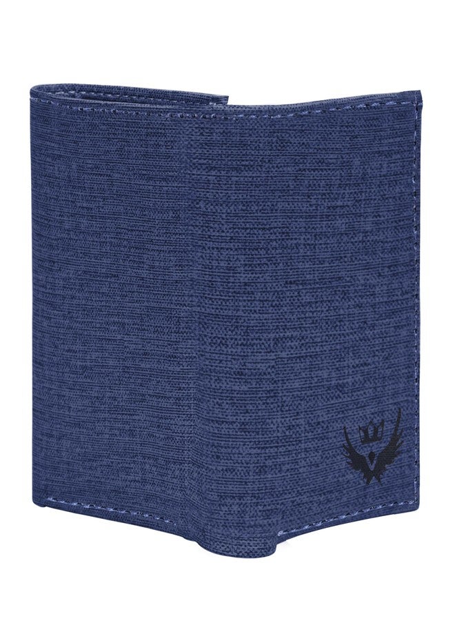 LORENZ Trifold Wallet for Men, Navy Blue, 6 Credit Card Slots, 2 Currency Compartments, 2 Coin Pockets, ID Window | Non Leather | WL-97 - Image 3